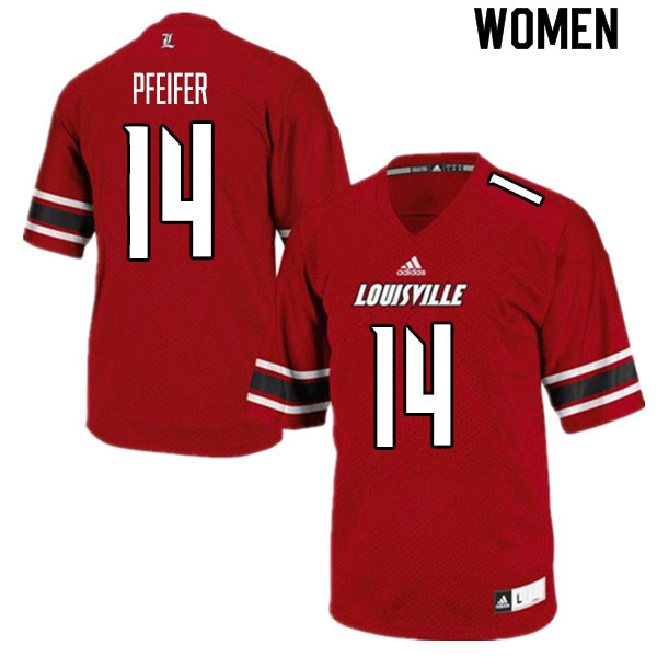 Women #14 Ean Pfeifer Louisville Cardinals College Football Jerseys Sale-Red - Click Image to Close